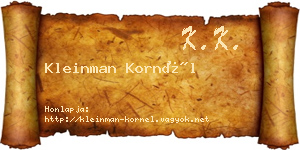 Kleinman Kornél névjegykártya